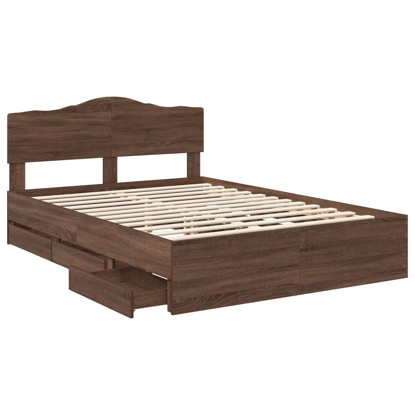 Bed Frame with Drawer Brown Oak 150 x 200 cm Engineer Wood