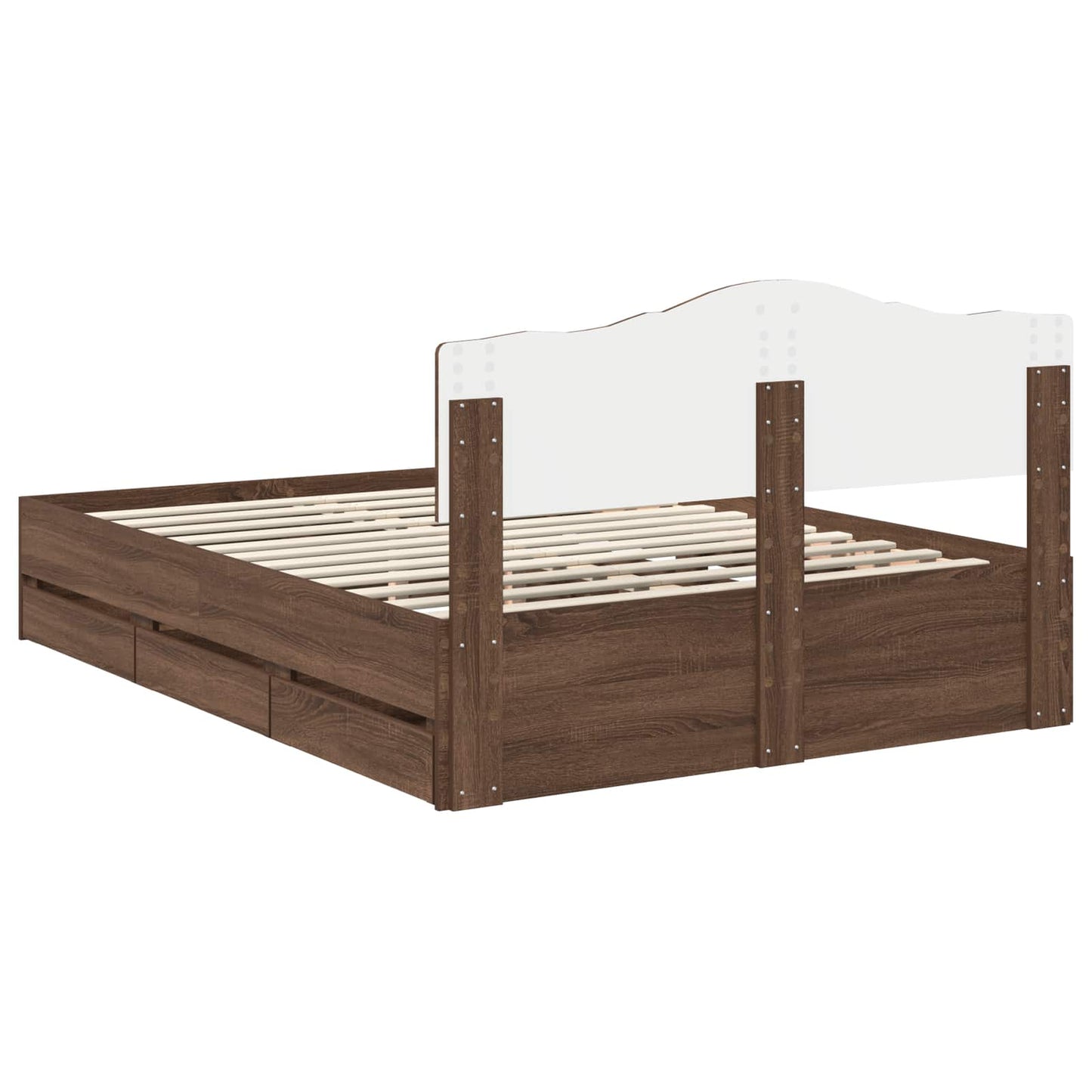 Bed Frame with Drawer Brown Oak 150 x 200 cm Engineer Wood