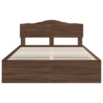 Bed Frame with Drawer Brown Oak 150 x 200 cm Engineer Wood