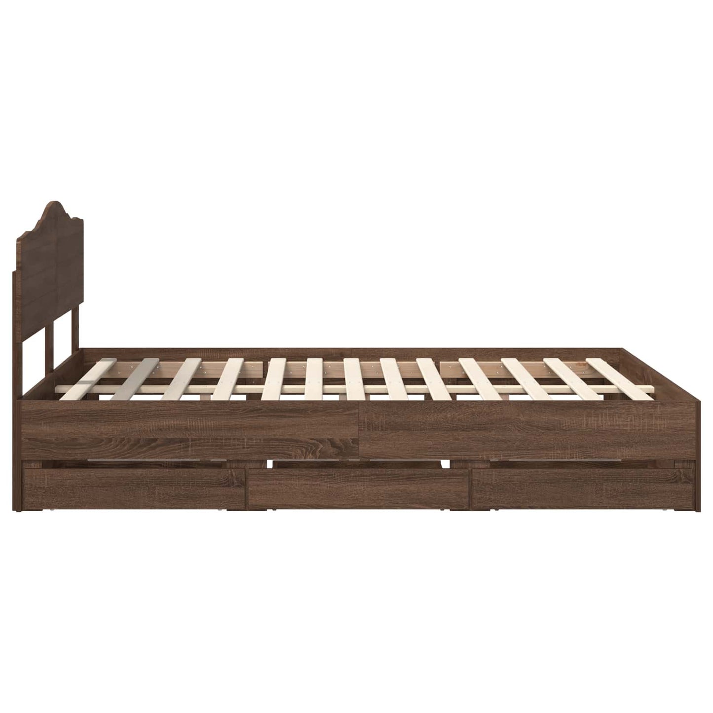Bed Frame with Drawer Brown Oak 150 x 200 cm Engineer Wood