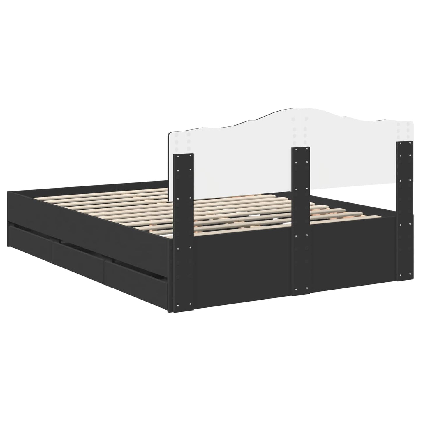 Bed Frame with Drawer Black 140 x 200 cm Engineer Wood