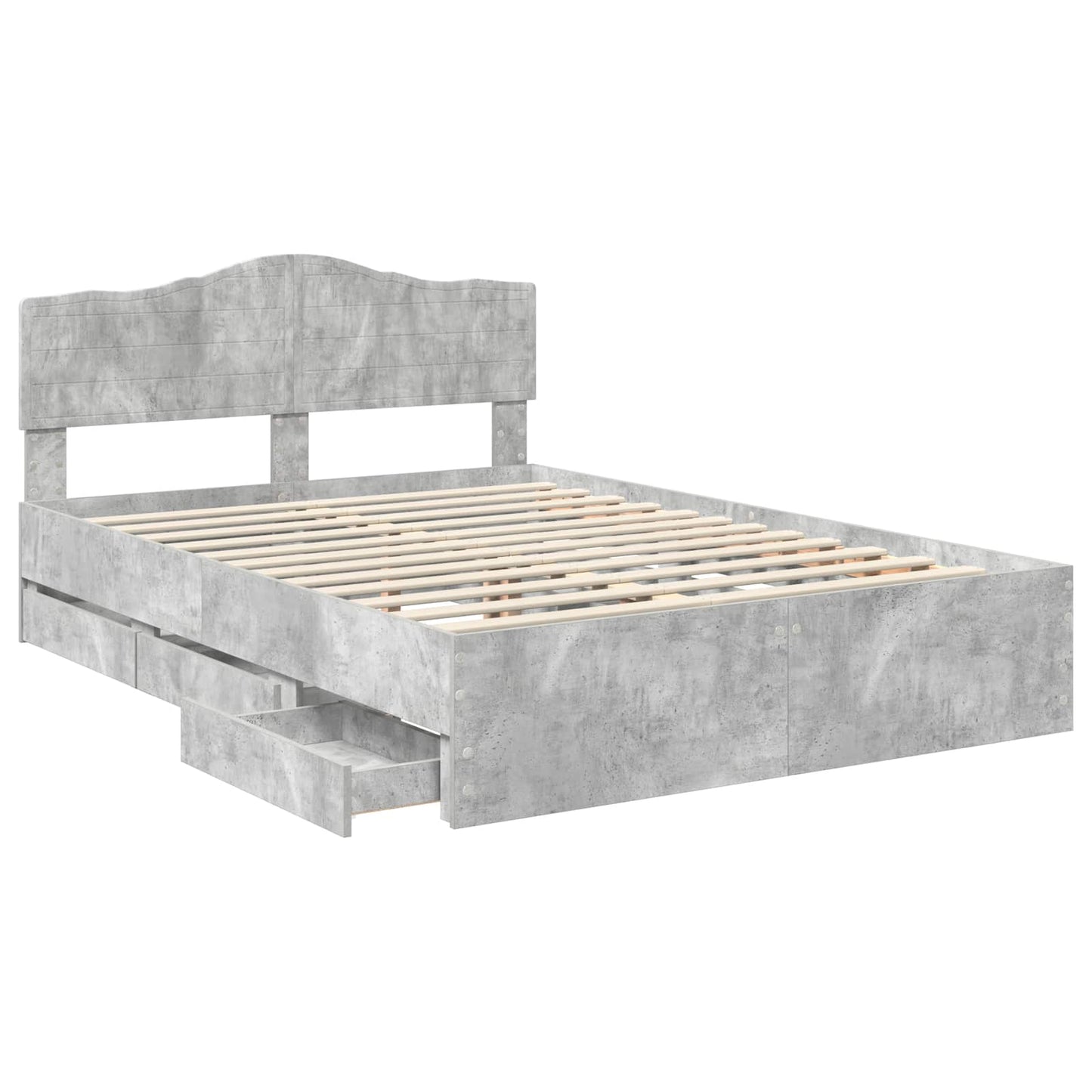 Bed Frame with Drawer Concrete Grey 140 x 200 cm Engineer Wood