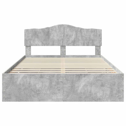 Bed Frame with Drawer Concrete Grey 140 x 200 cm Engineer Wood