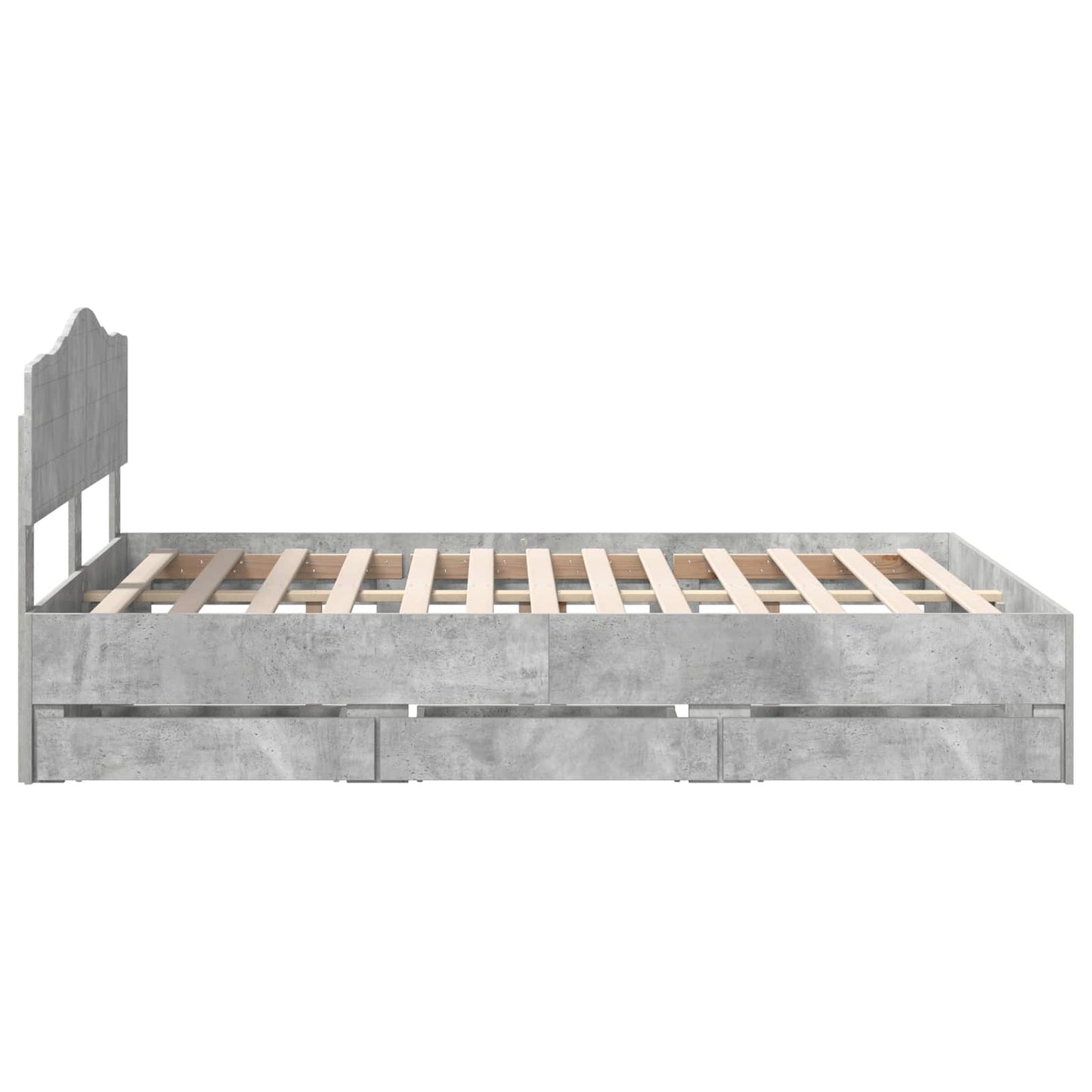Bed Frame with Drawer Concrete Grey 140 x 200 cm Engineer Wood