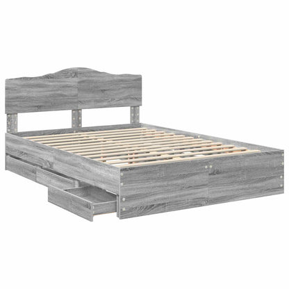 Bed Frame with Drawer Grey Sonoma 140 x 200 cm Engineer Wood
