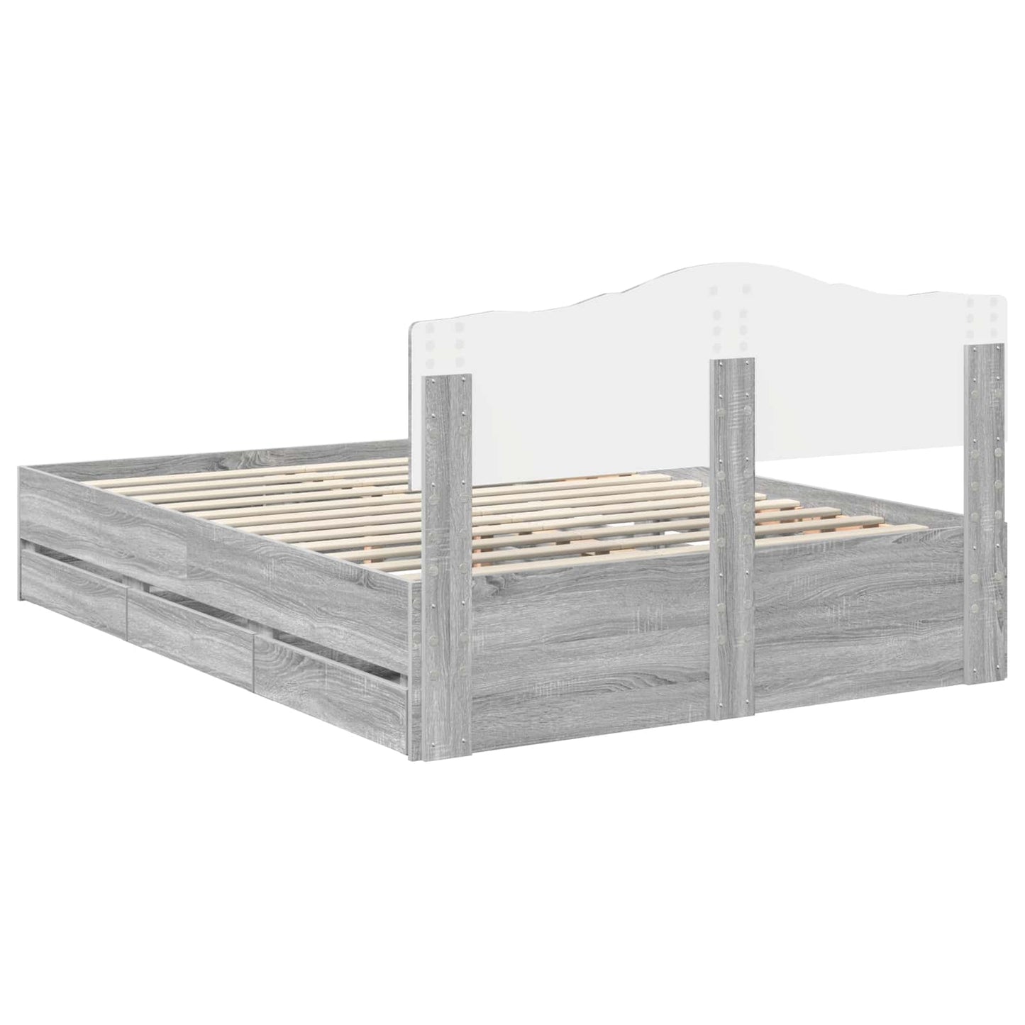 Bed Frame with Drawer Grey Sonoma 140 x 200 cm Engineer Wood