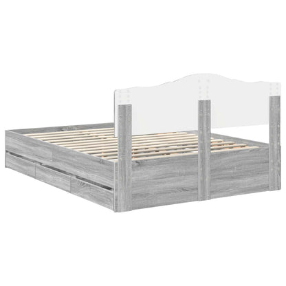 Bed Frame with Drawer Grey Sonoma 140 x 200 cm Engineer Wood