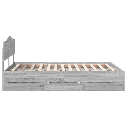 Bed Frame with Drawer Grey Sonoma 140 x 200 cm Engineer Wood
