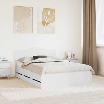 Bed Frame with Drawer White 140 x 190 cm Engineer Wood