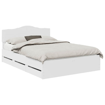 Bed Frame with Drawer White 140 x 190 cm Engineer Wood