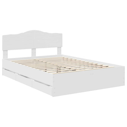 Bed Frame with Drawer White 140 x 190 cm Engineer Wood