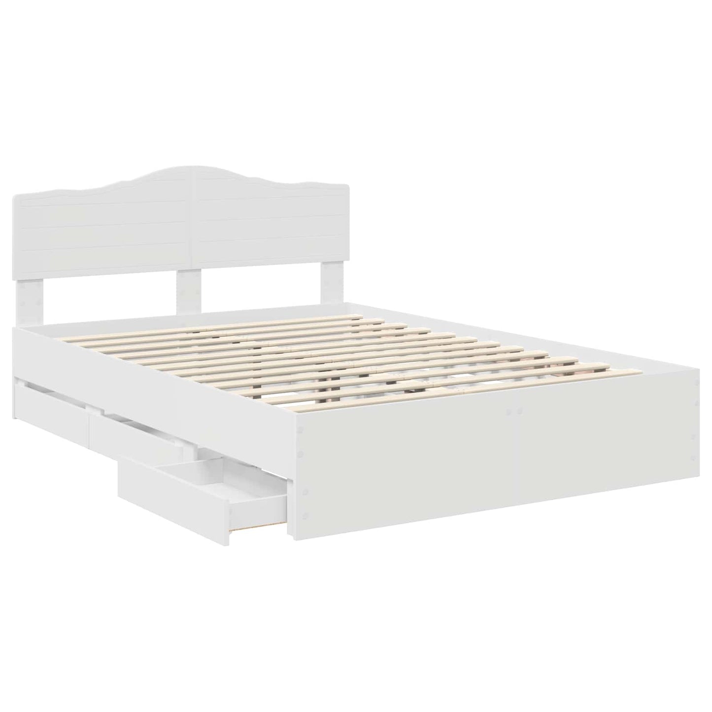 Bed Frame with Drawer White 140 x 190 cm Engineer Wood