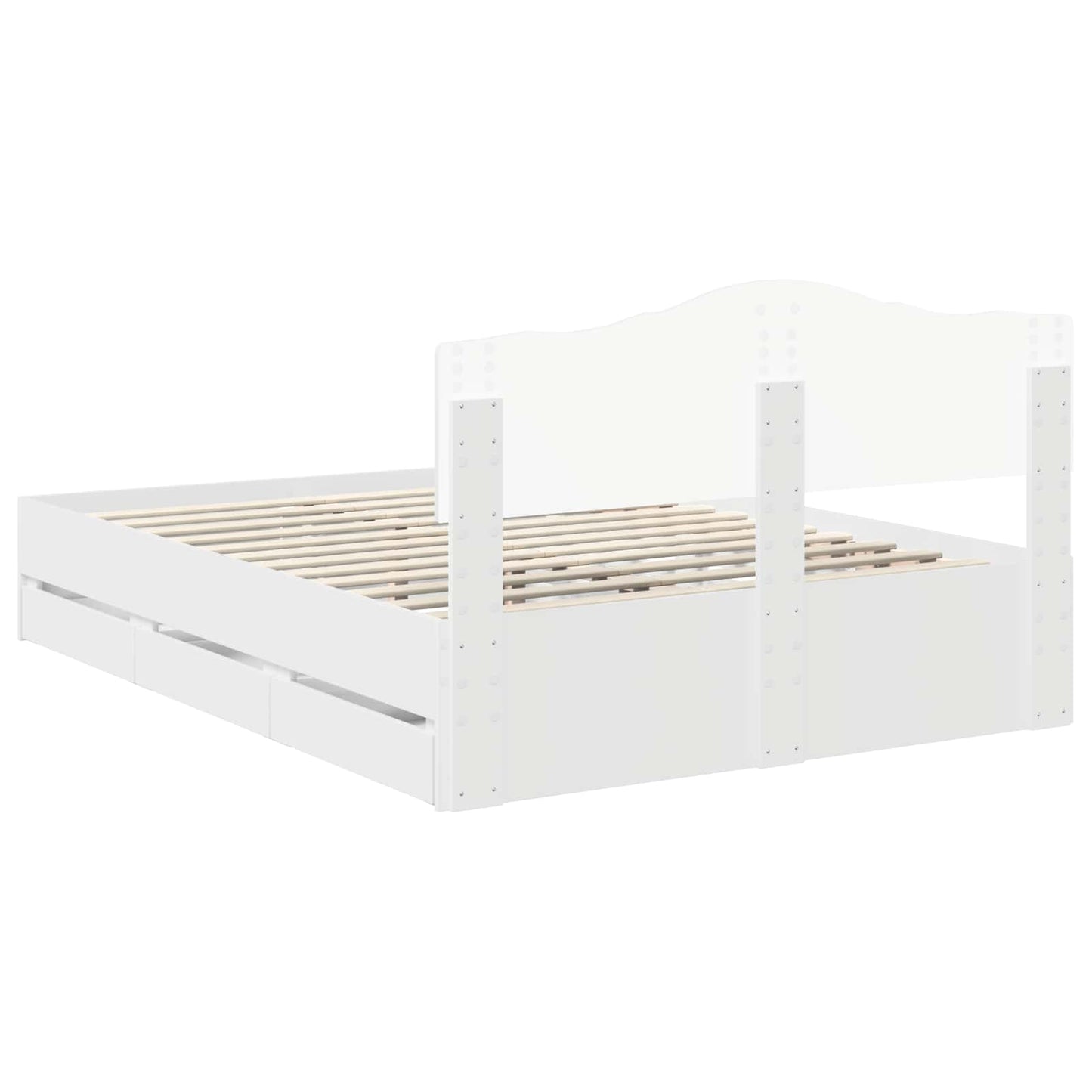 Bed Frame with Drawer White 140 x 190 cm Engineer Wood