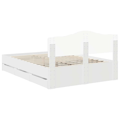Bed Frame with Drawer White 140 x 190 cm Engineer Wood