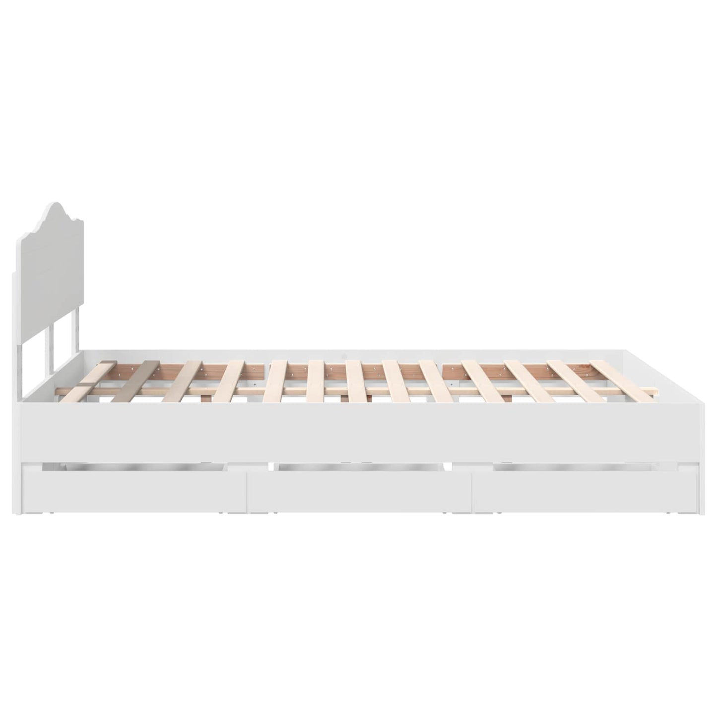 Bed Frame with Drawer White 140 x 190 cm Engineer Wood