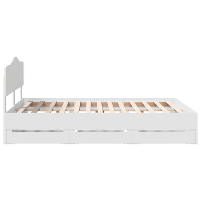 Bed Frame with Drawer White 140 x 190 cm Engineer Wood