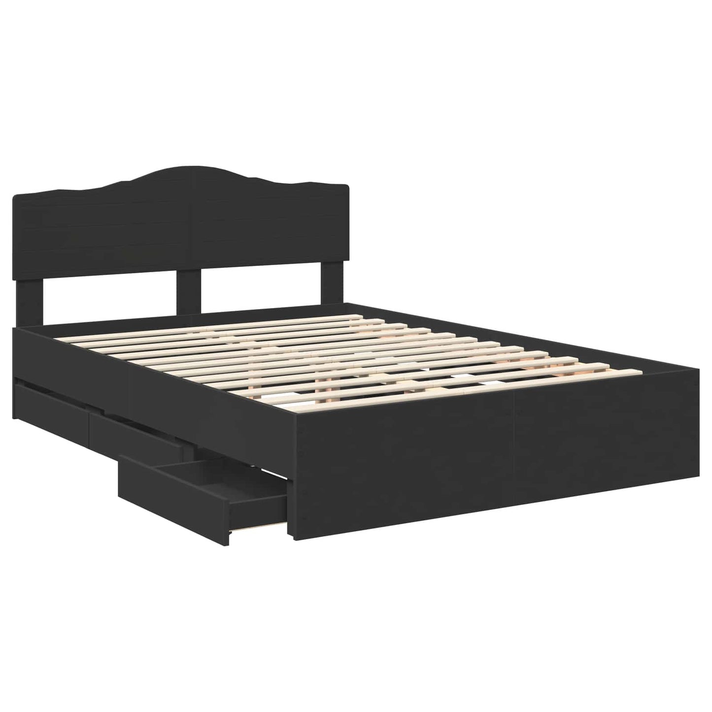 Bed Frame with Drawer Black 140 x 190 cm Engineer Wood