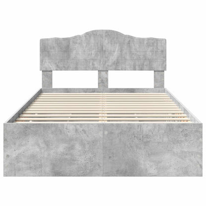 Bed Frame with Drawer Concrete Grey 135 x 190 cm Engineer Wood