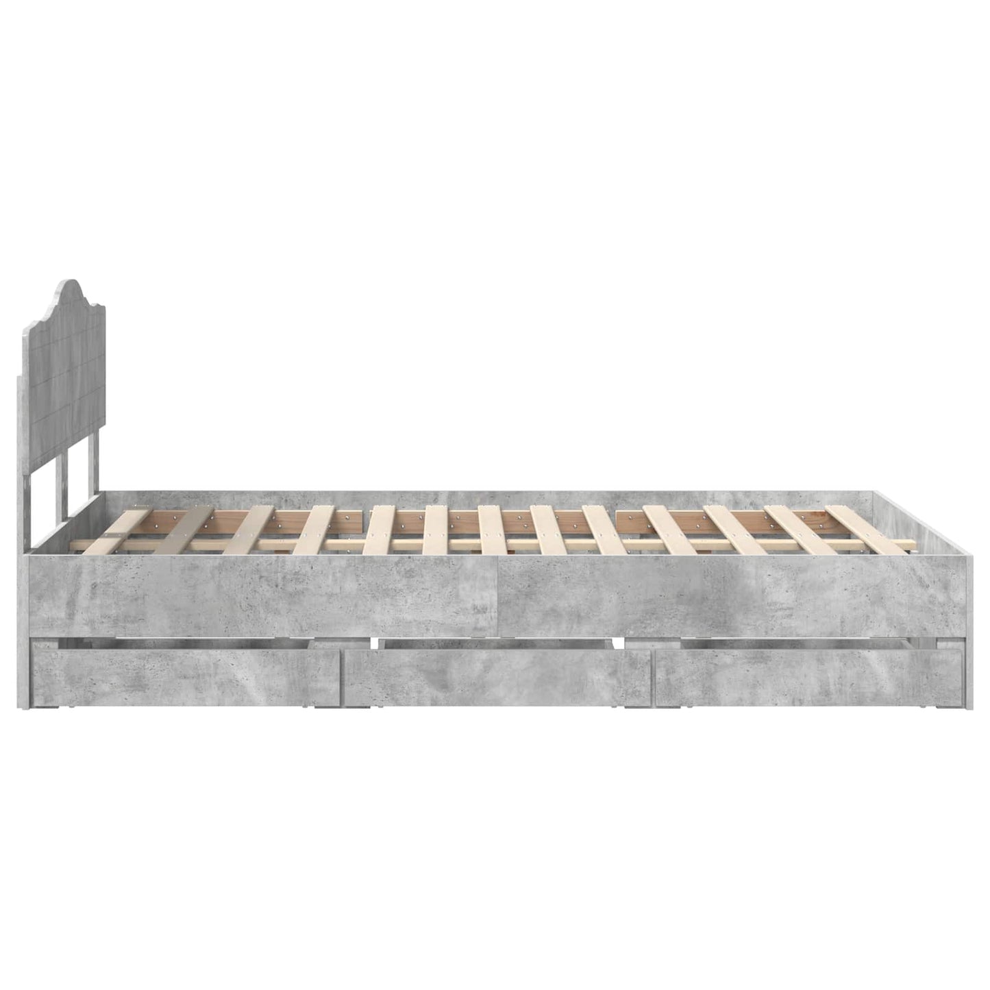 Bed Frame with Drawer Concrete Grey 135 x 190 cm Engineer Wood