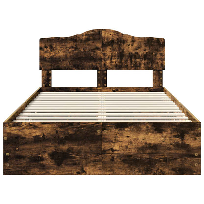Bed Frame with Drawer Smoked Oak 135 x 190 cm Engineer Wood