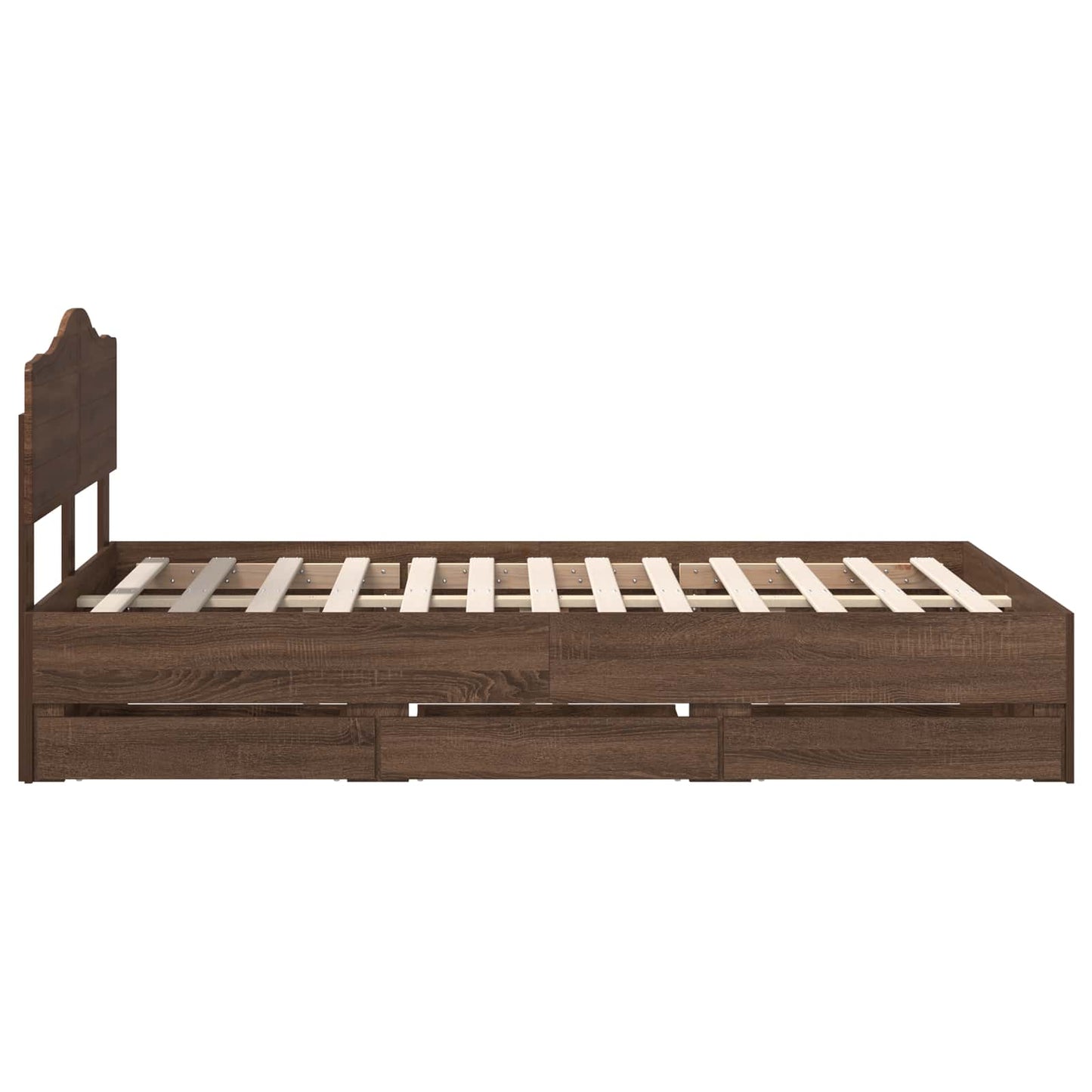 Bed Frame with Drawer Brown Oak 135 x 190 cm Engineer Wood