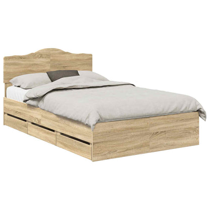Bed Frame with Drawer Sonoma Oak 120 x 200 cm Engineer Wood