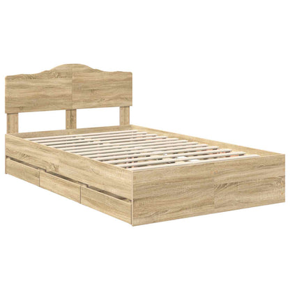 Bed Frame with Drawer Sonoma Oak 120 x 200 cm Engineer Wood