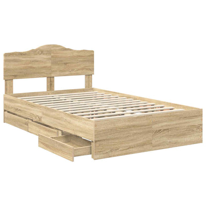 Bed Frame with Drawer Sonoma Oak 120 x 200 cm Engineer Wood