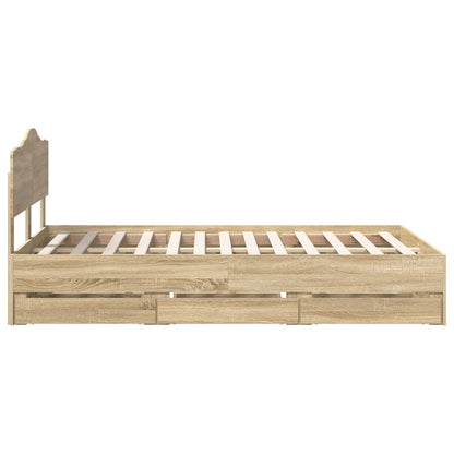 Bed Frame with Drawer Sonoma Oak 120 x 200 cm Engineer Wood