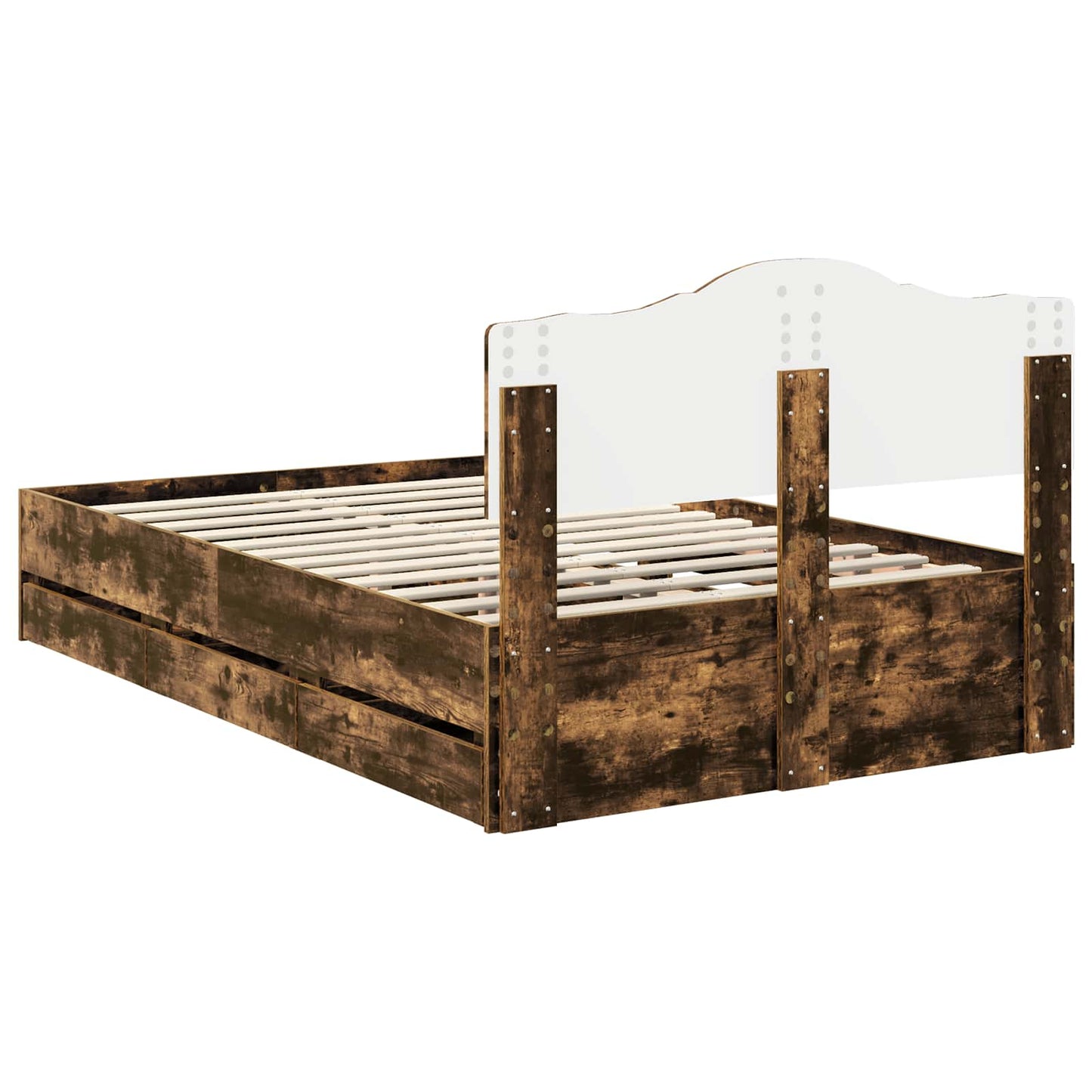 Bed Frame with Drawer Smoked Oak 120 x 200 cm Engineer Wood