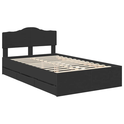 Bed Frame with Drawer Black 120 x 190 cm Engineer Wood