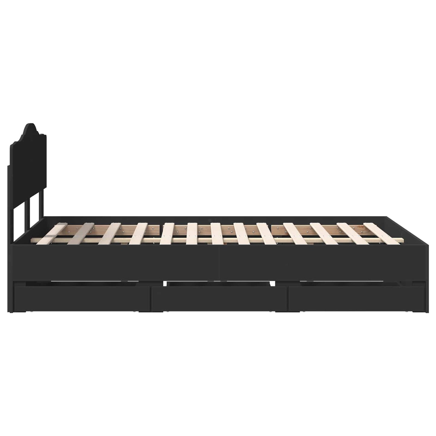 Bed Frame with Drawer Black 120 x 190 cm Engineer Wood
