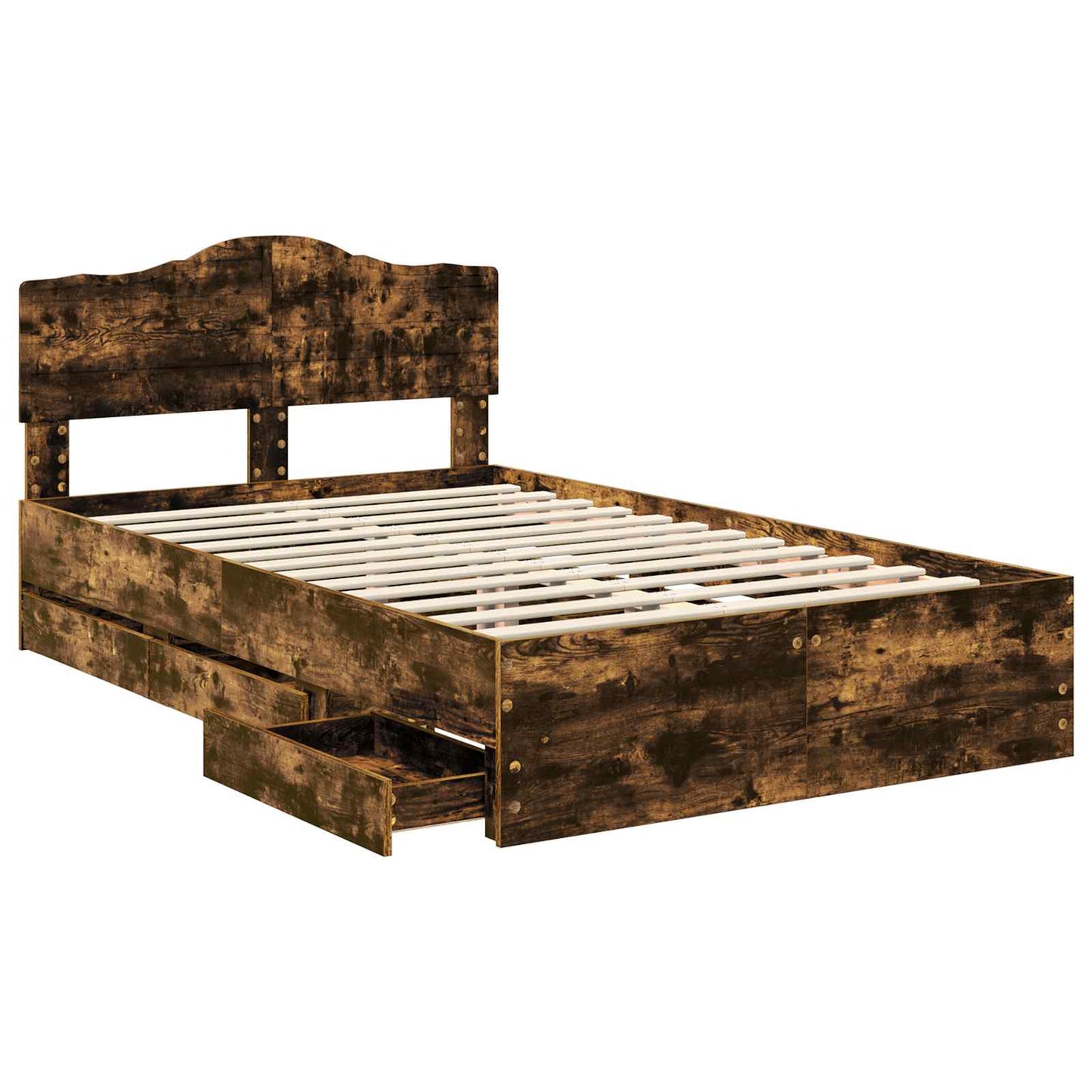 Bed Frame with Drawer Smoked Oak 120 x 190 cm Engineer Wood