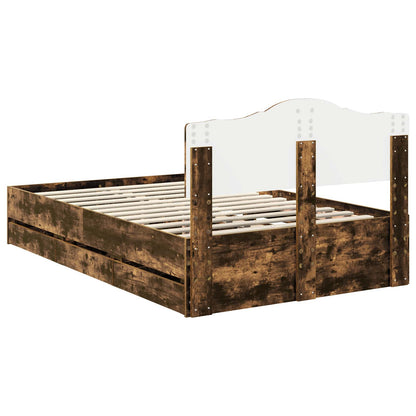 Bed Frame with Drawer Smoked Oak 120 x 190 cm Engineer Wood