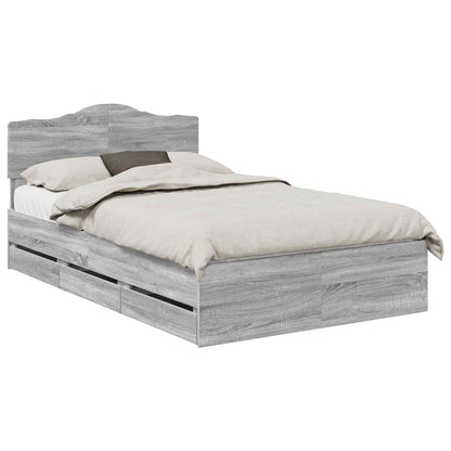 Bed Frame with Drawer Grey Sonoma 120 x 190 cm Engineer Wood