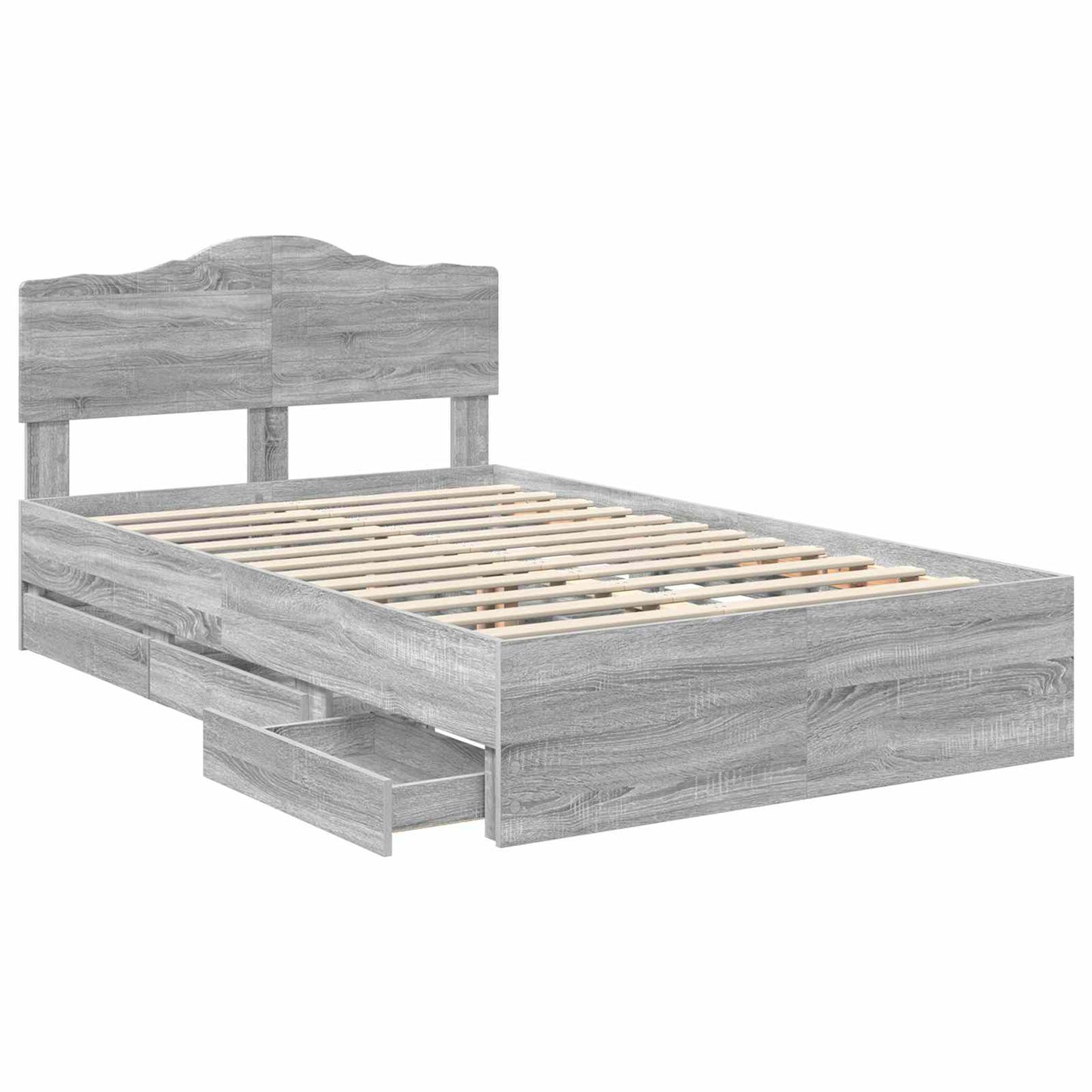 Bed Frame with Drawer Grey Sonoma 120 x 190 cm Engineer Wood