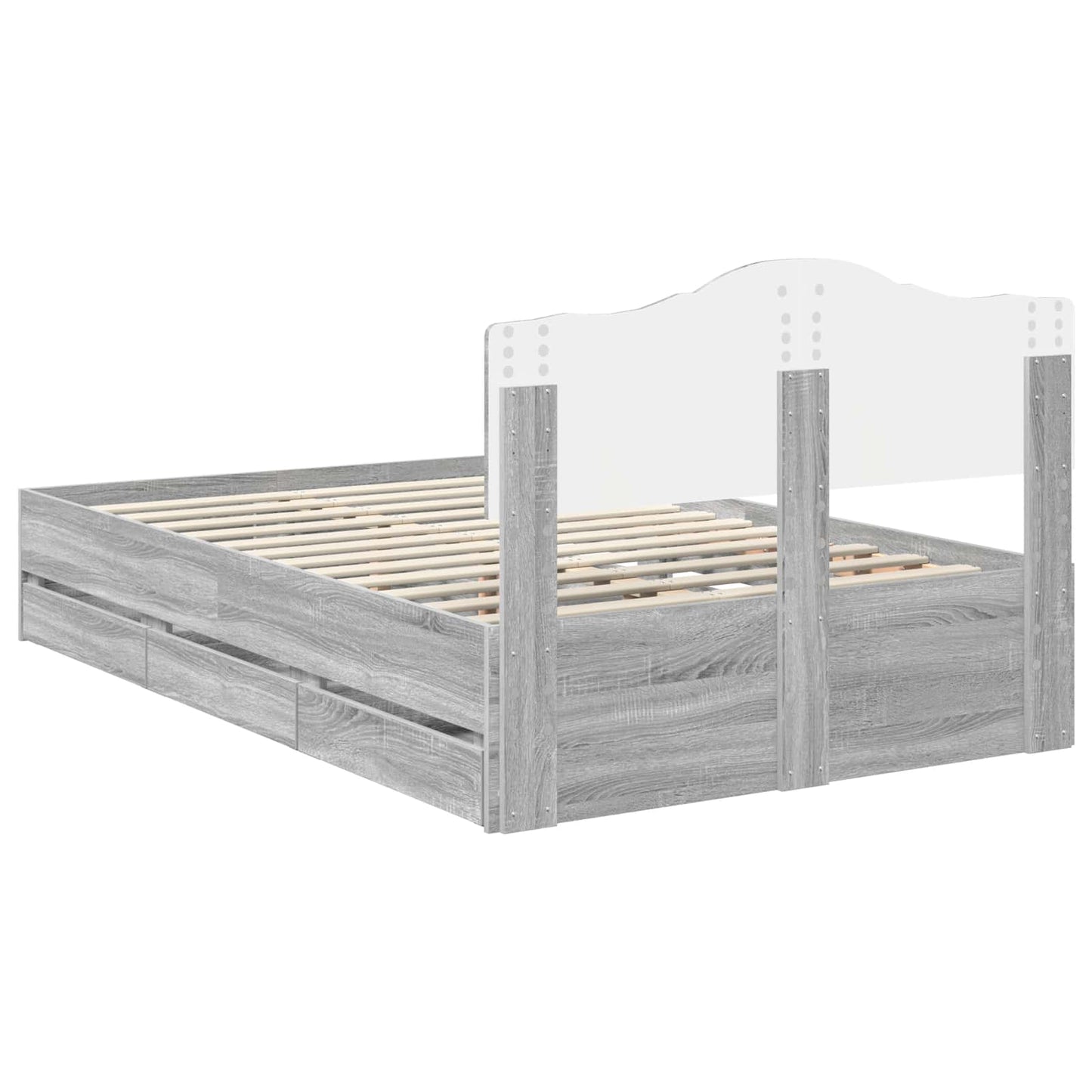 Bed Frame with Drawer Grey Sonoma 120 x 190 cm Engineer Wood