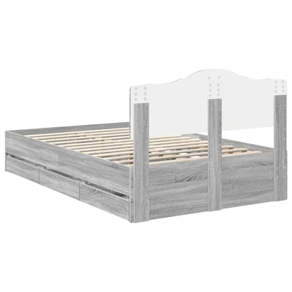 Bed Frame with Drawer Grey Sonoma 120 x 190 cm Engineer Wood