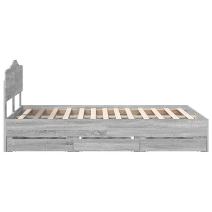Bed Frame with Drawer Grey Sonoma 120 x 190 cm Engineer Wood