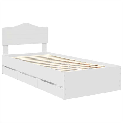 Bed Frame with Drawer White 100 x 200 cm Engineer Wood