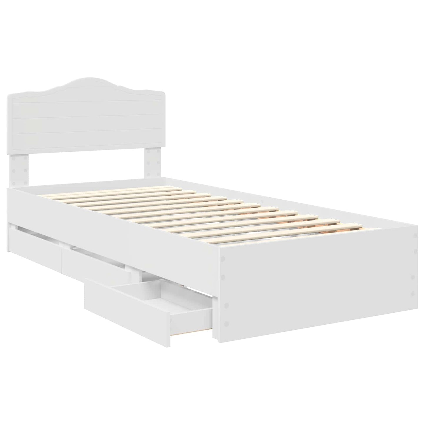 Bed Frame with Drawer White 100 x 200 cm Engineer Wood