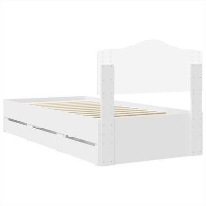 Bed Frame with Drawer White 100 x 200 cm Engineer Wood