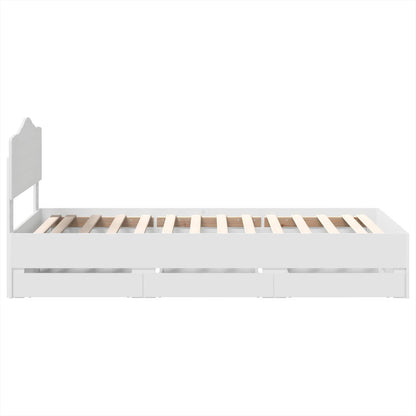 Bed Frame with Drawer White 100 x 200 cm Engineer Wood