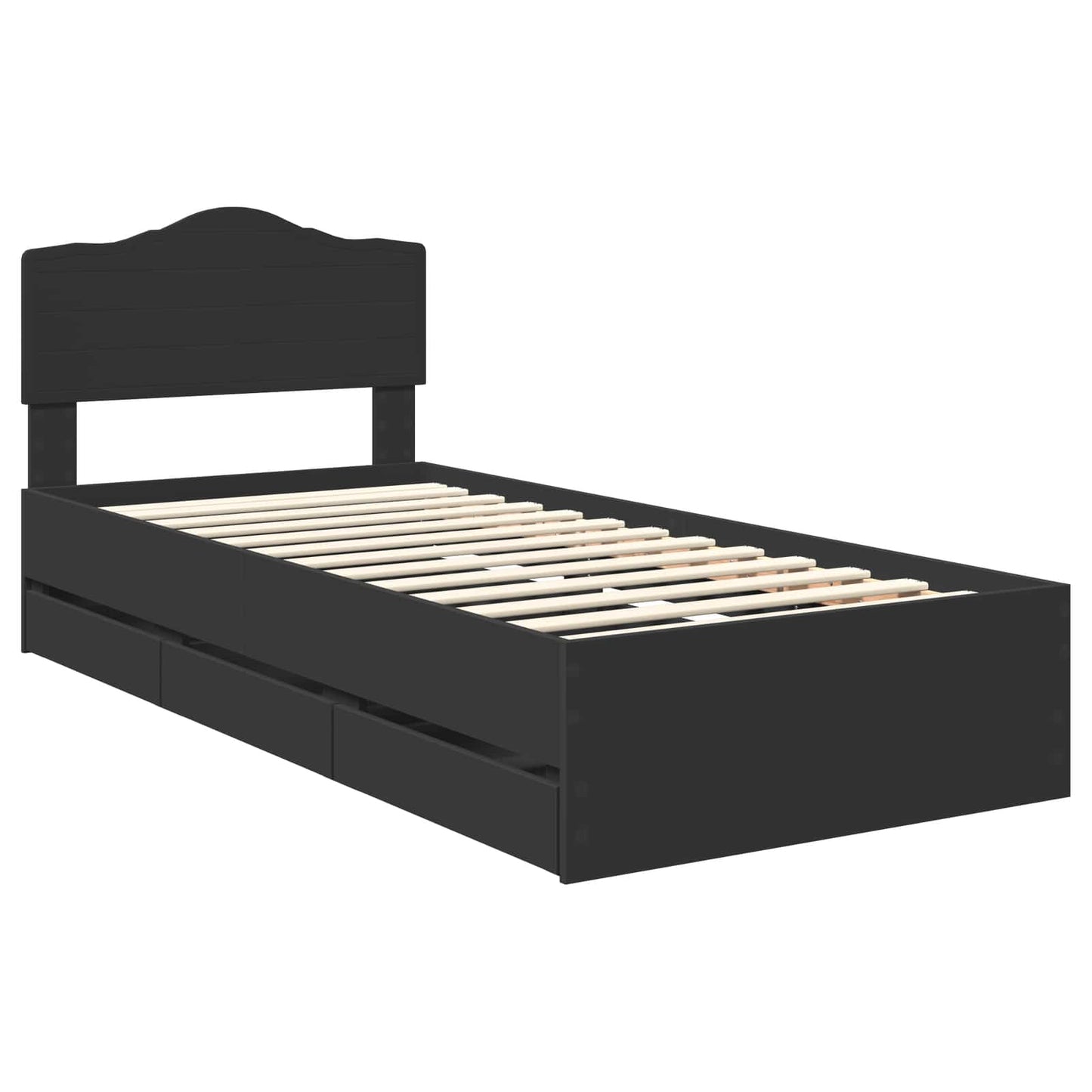 Bed Frame with Drawer Black 100 x 200 cm Engineer Wood