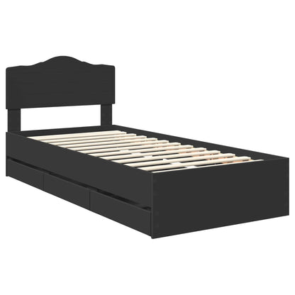 Bed Frame with Drawer Black 100 x 200 cm Engineer Wood