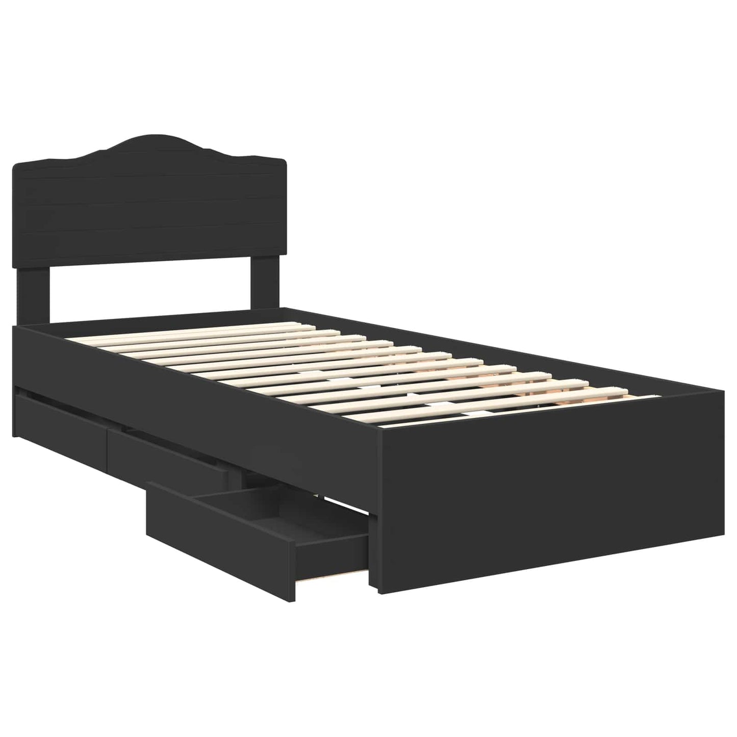 Bed Frame with Drawer Black 100 x 200 cm Engineer Wood