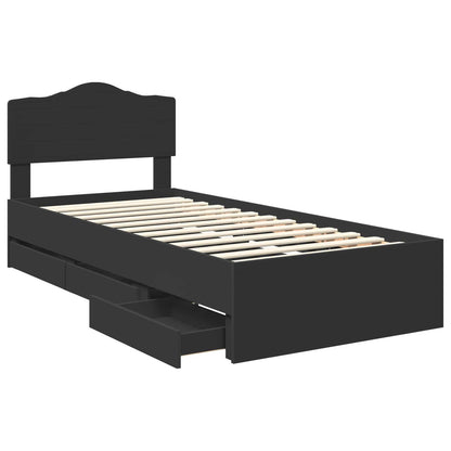 Bed Frame with Drawer Black 100 x 200 cm Engineer Wood