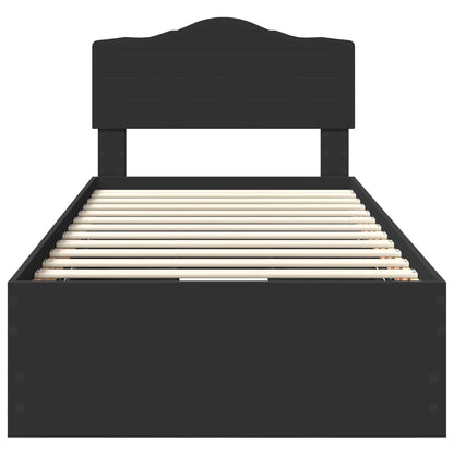 Bed Frame with Drawer Black 100 x 200 cm Engineer Wood