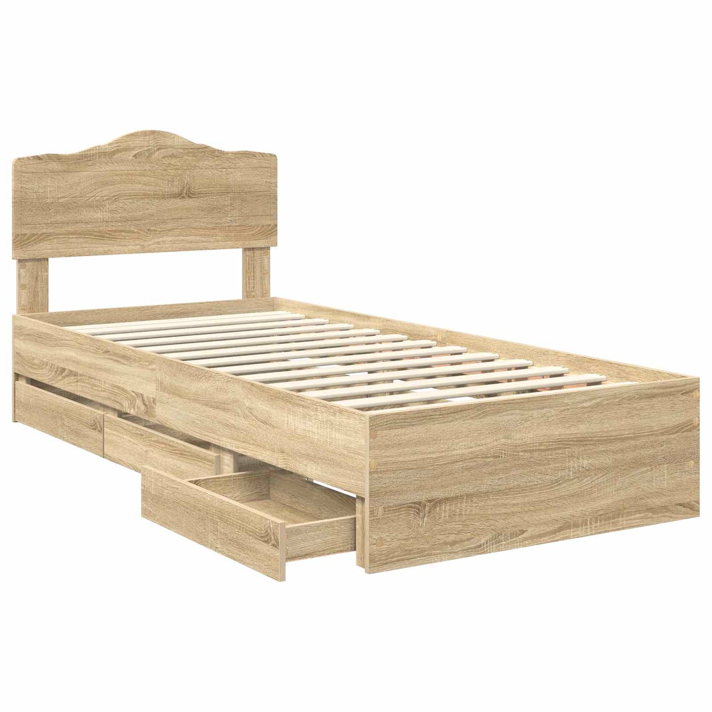 Bed Frame with Drawer Sonoma Oak 100 x 200 cm Engineer Wood
