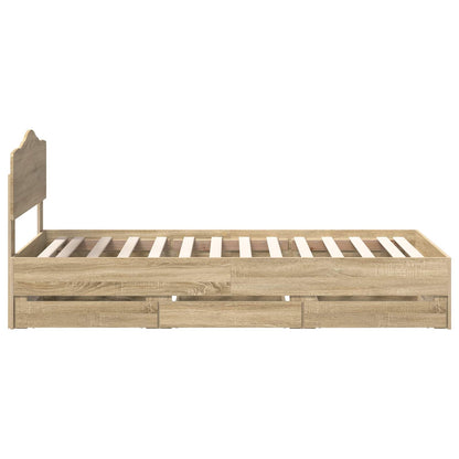 Bed Frame with Drawer Sonoma Oak 100 x 200 cm Engineer Wood